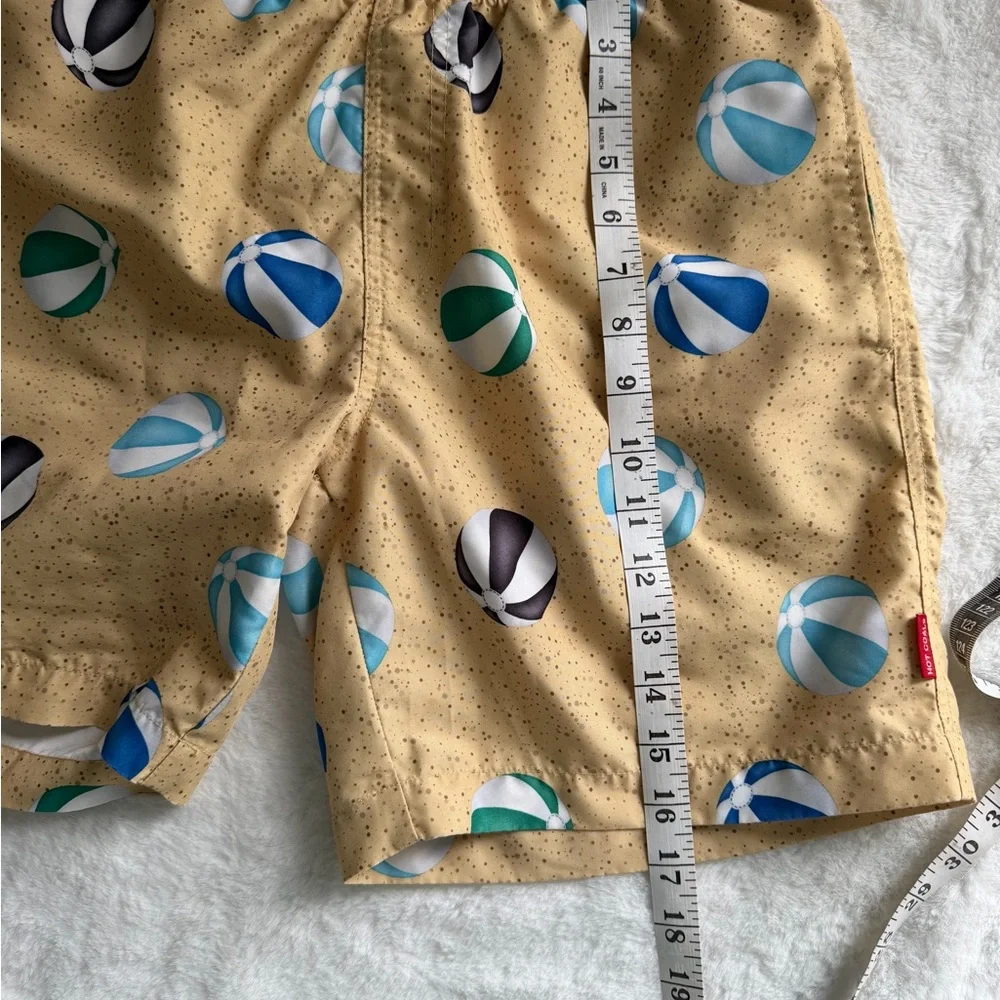 Stylish Tan Swim Trunks with Beach Ball Design